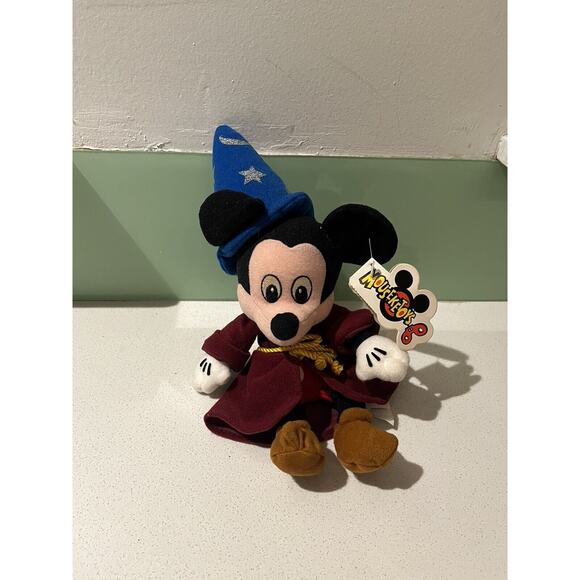 VTG Disney Store Mini Bean Bag Sorcerer Mickey Mouse 8” Beanie Plush Toy NWT - Picture 2 of 7